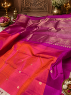 Sengal: Burnt Orange Pure Silk Kanjeevaram