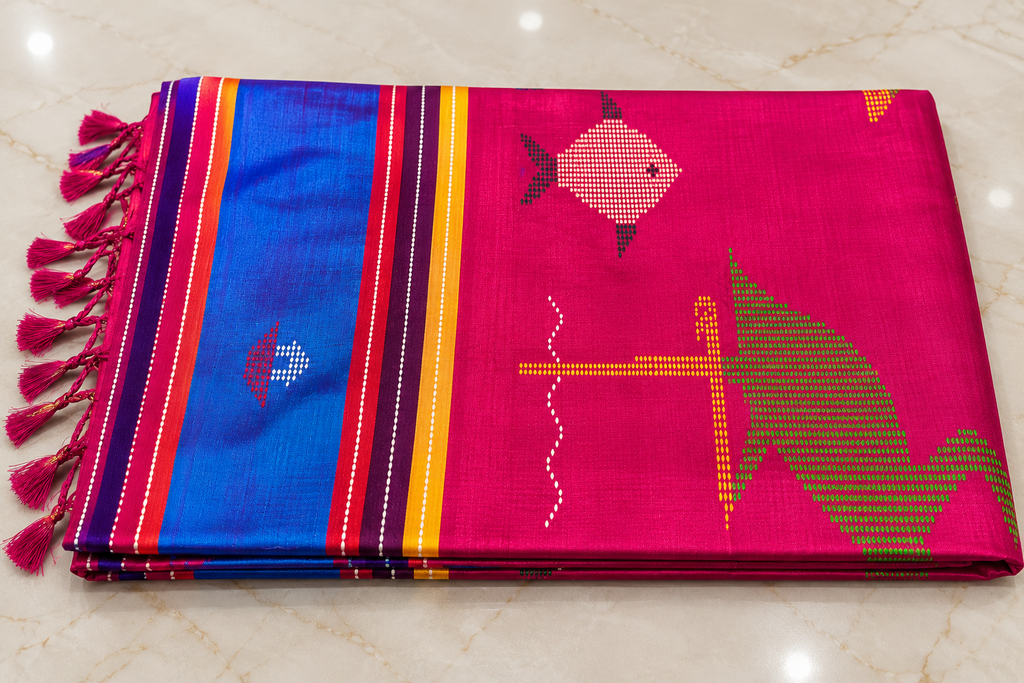 Matsya: Magenta Kalakshetra with Fish Butti