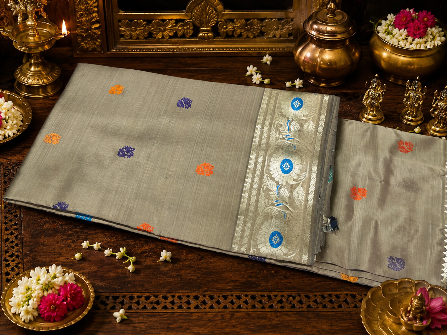 Rajata: Revival Baluchari in Silver Scrollwork Pallu