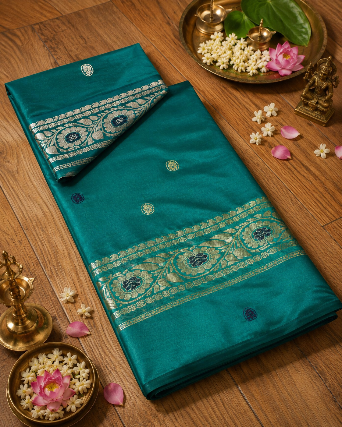 Taranga: Revival Baluchari in Deep Teal