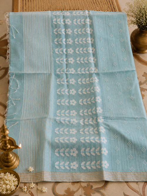 Ambara: Sea Foam Handwoven Jamdani