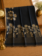 Sumalini: Resplendent Black Linen Jamdani