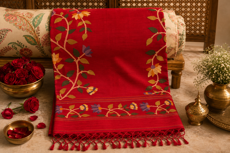 Anika: Crimson Matka Silk Jamdani