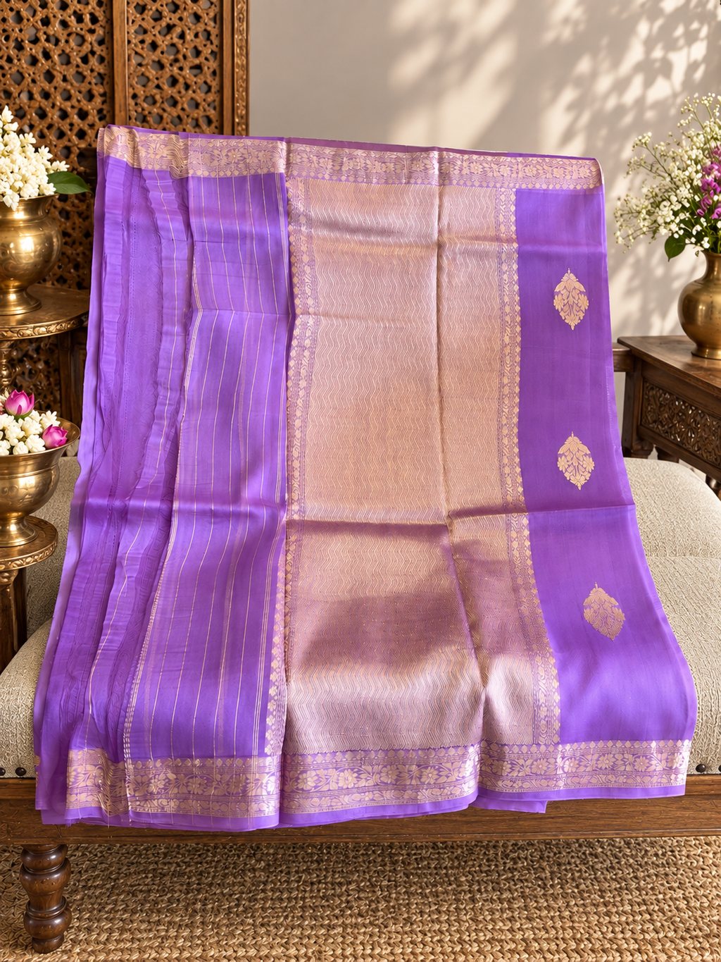 Kasni: Lilac Organza Banarasi