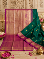 Panna: Emerald Green Kanjeevaram with Wide Magenta Border