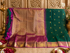 Panna: Emerald Green Kanjeevaram with Wide Magenta Border