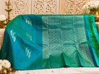 Morpankhi: Peacock-Teal Borderless Kanjeevaram