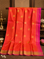 Prabala: Korvai Border, Coral-Pink Vairaoosi Kanjeevaram