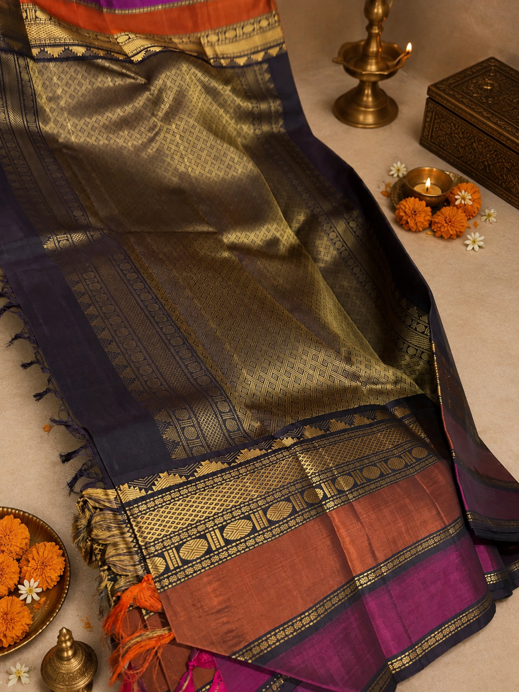 Rusha: Zero Zari 9 to 9 Pure Kanjeevaram Silk