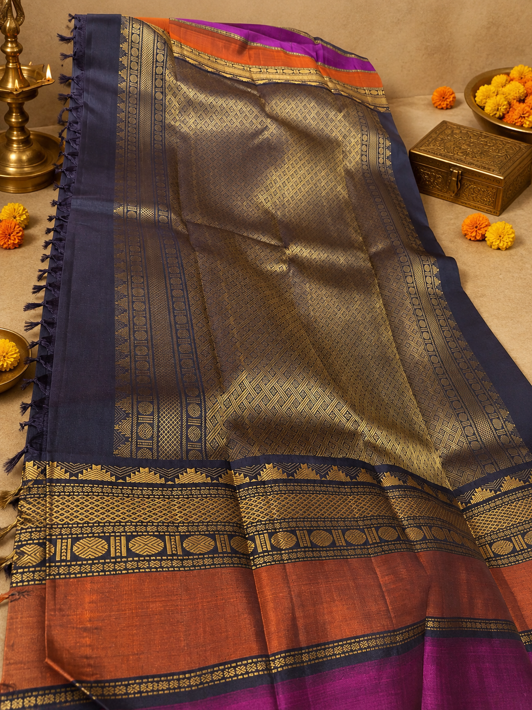 Rusha: Zero Zari 9 to 9 Pure Kanjeevaram Silk