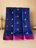 Chakori: Pure Silk Ink Blue Chanderi