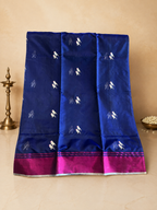 Chakori: Pure Silk Ink Blue Chanderi