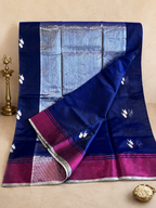 Chakori: Pure Silk Ink Blue Chanderi