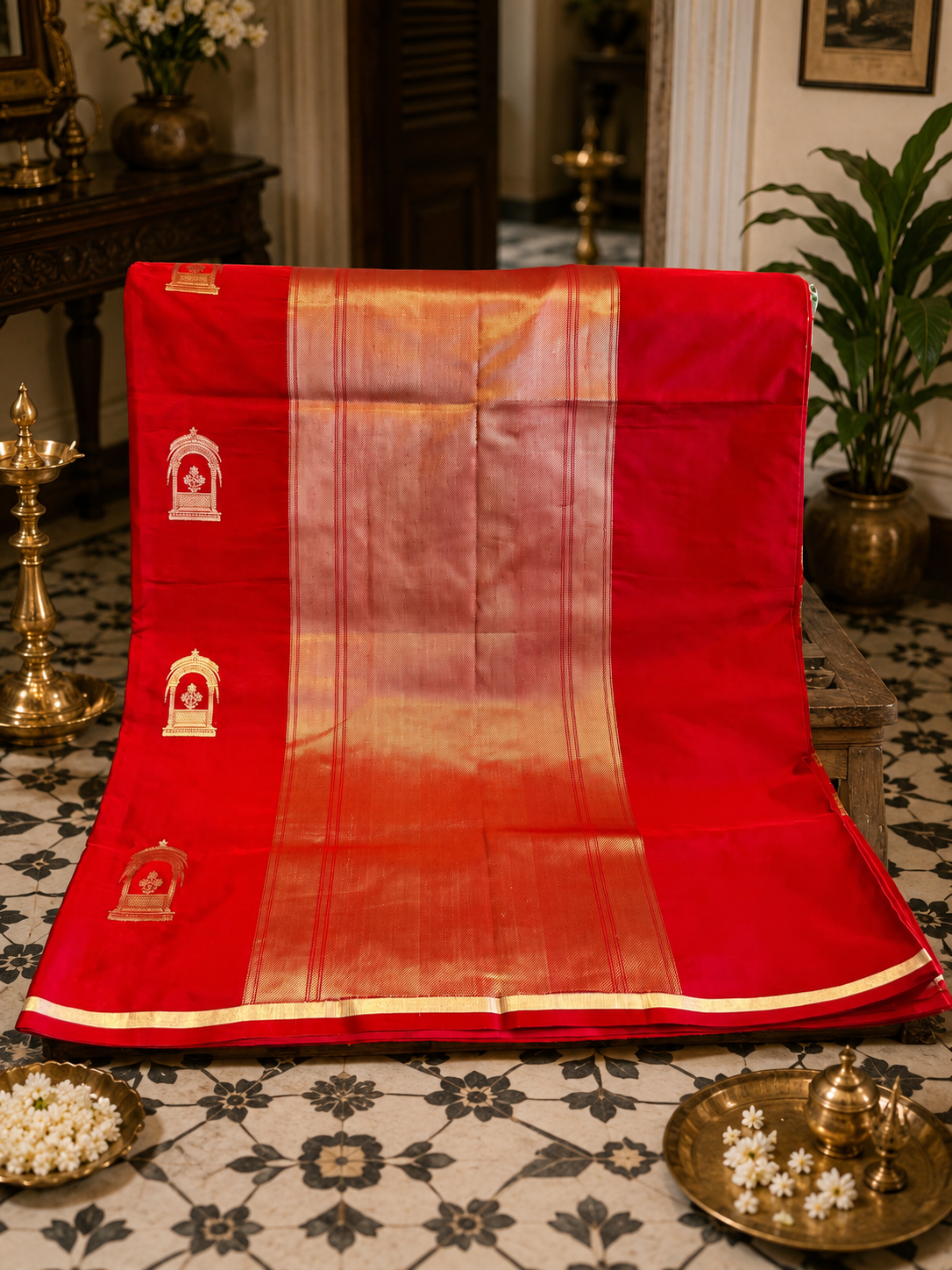 Jasmine: Love Red Palki Buti Kadhua Banarasi