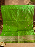 Pallavi: Pure Silk Parrot Green Benarasi