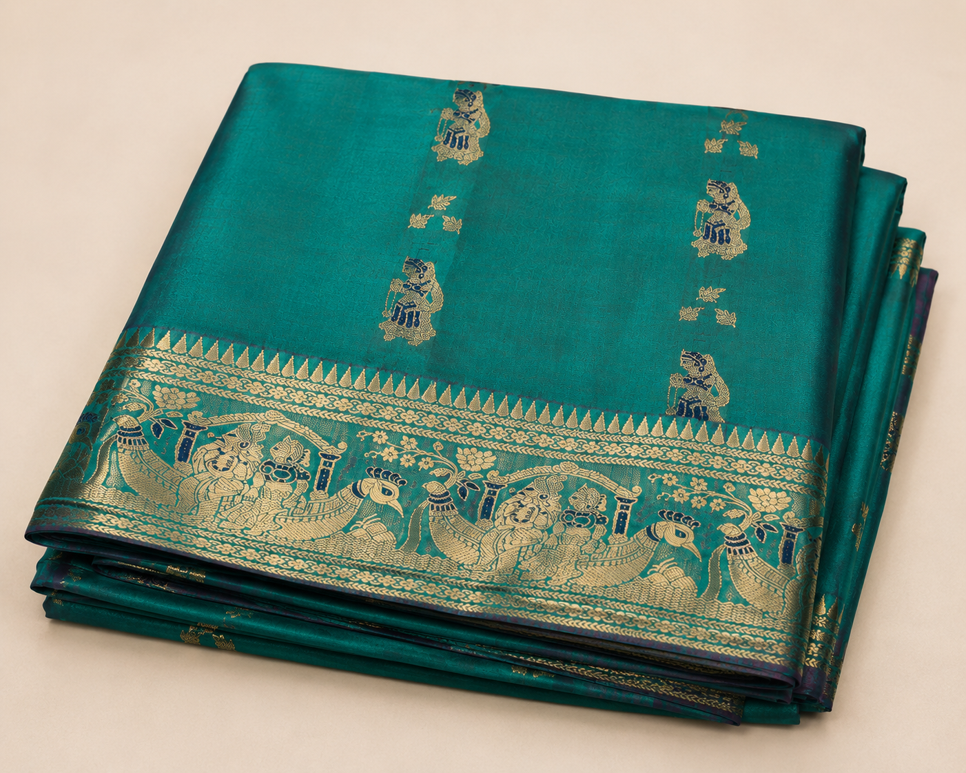 Neelambari: Minakari Peacock Teal Swarnachuri