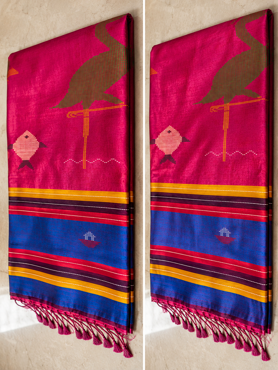 Matsya: Magenta Kalakshetra with Fish Butti