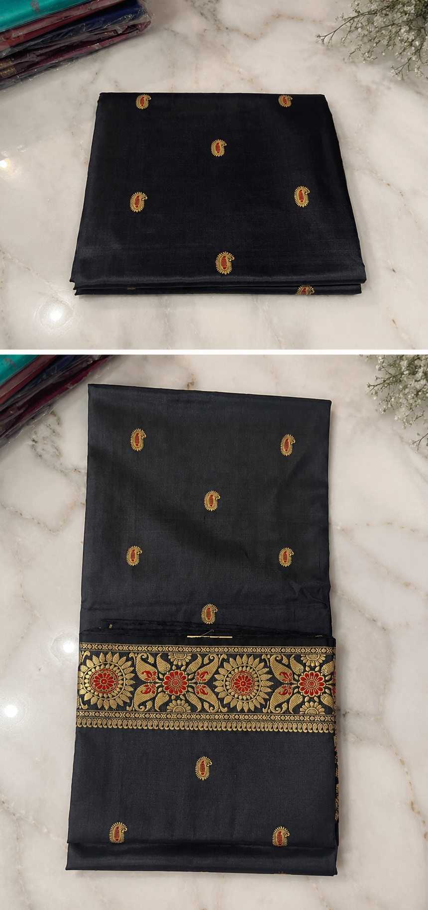 Krishnakaali: Minakari Revival Baluchari with Sunflower Border