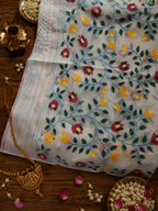 Amoolya: Dense Rose Trellis on Pure Muslin Jamdani