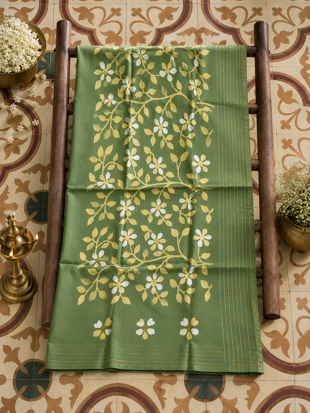 Panna: Green Handwoven Muslin Jamdani