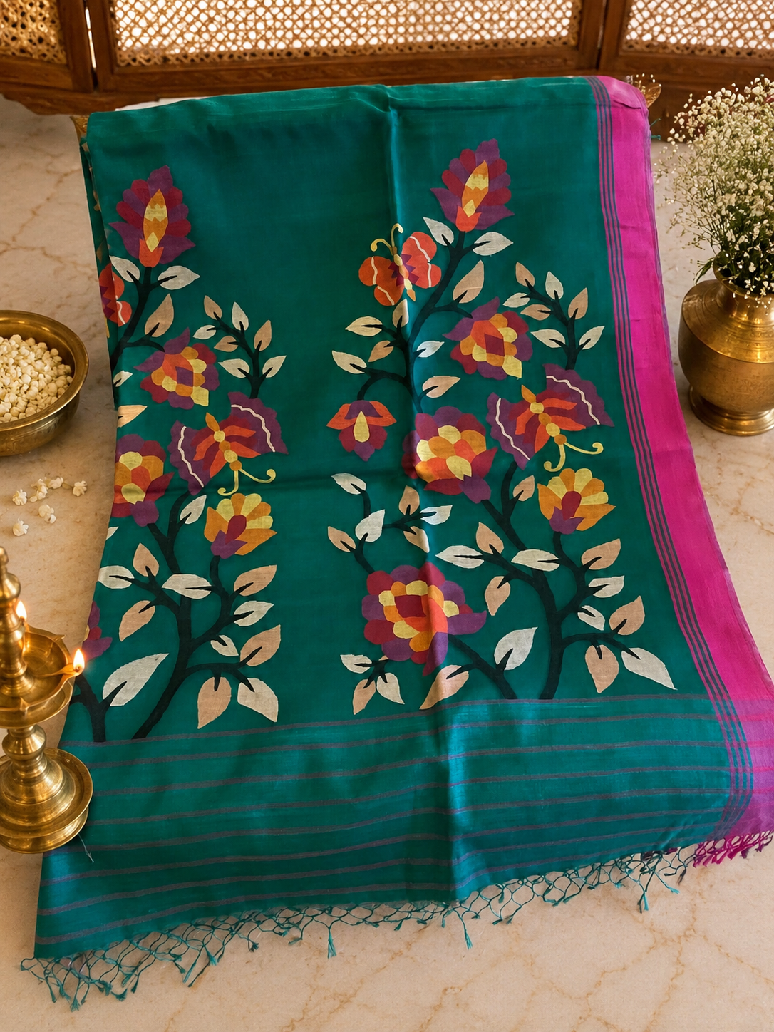 Titli: Emerald Matka Silk Jamdani