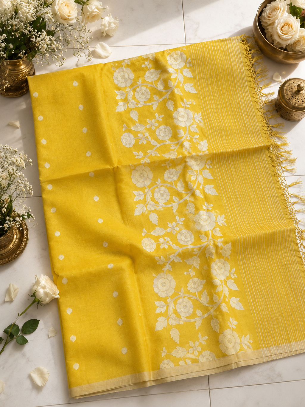 Suryamukhi: Sunflower Yellow Handwoven Jamdani