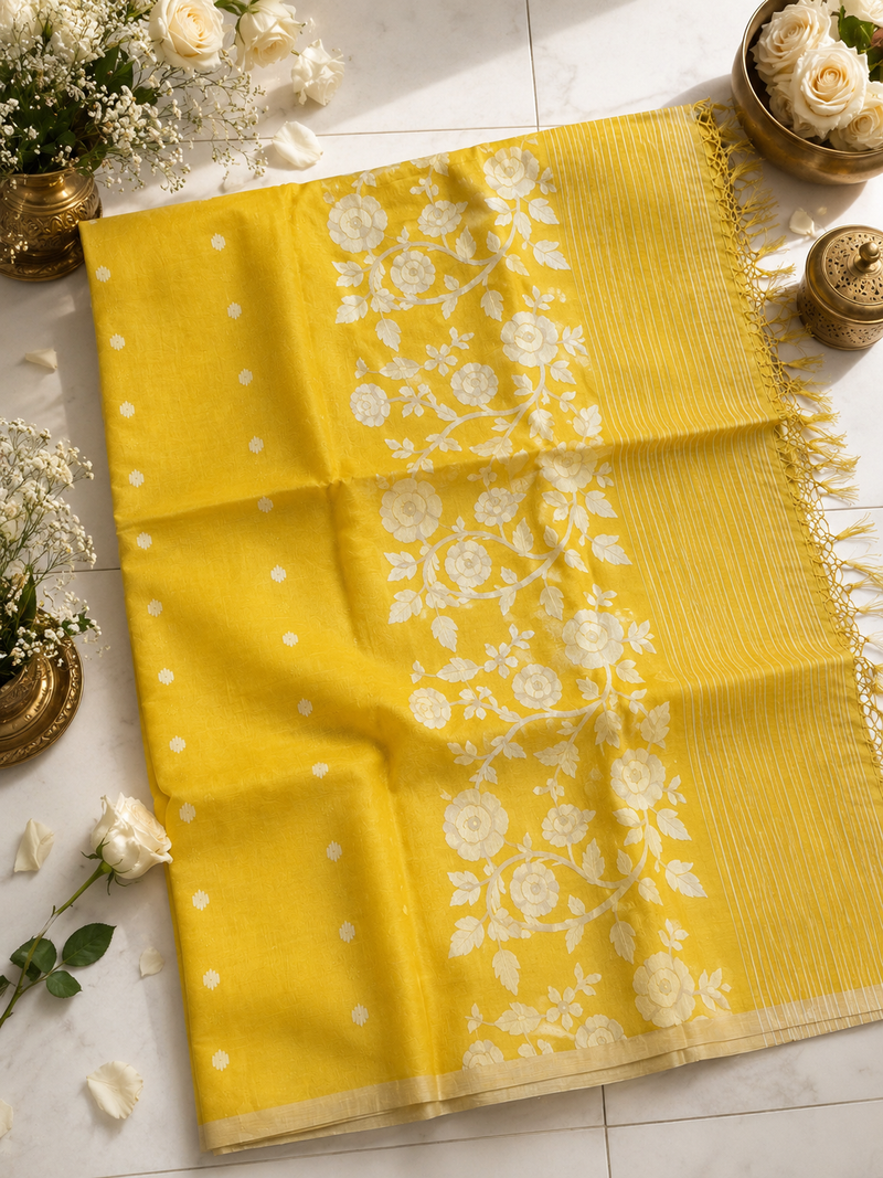 Suryamukhi: Sunflower Yellow Handwoven Jamdani