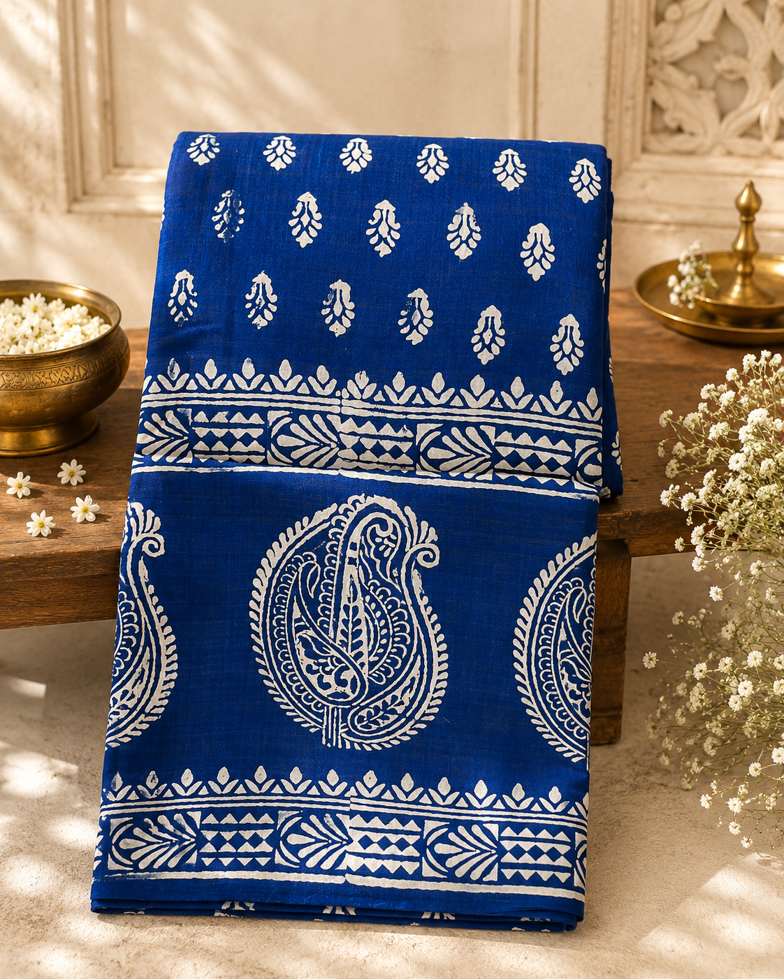 Neeli: Royal Blue 3 Ply Bishnupur Pure Silk