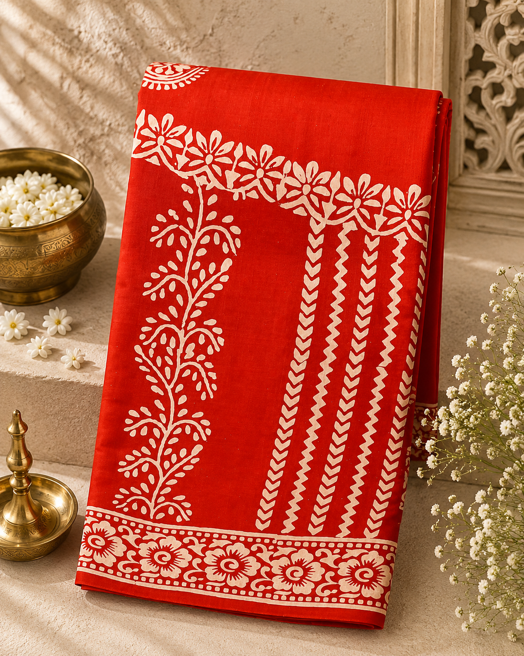 Aruna: Classic Red 3 Ply Bishnupur Pure Silk