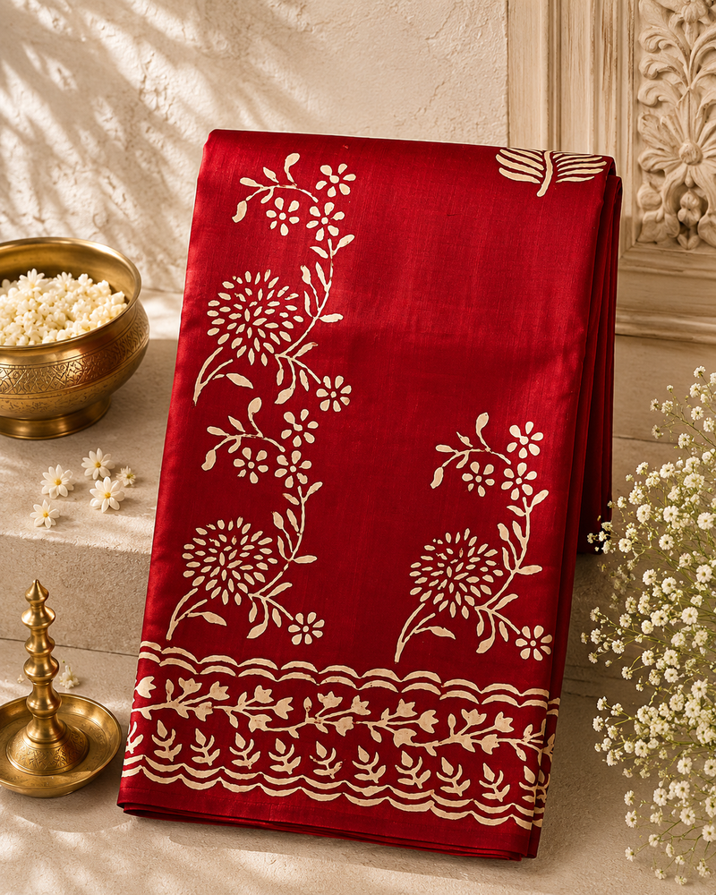 Lali: Ruby Wine 3 Ply Bishnupur Pure Silk