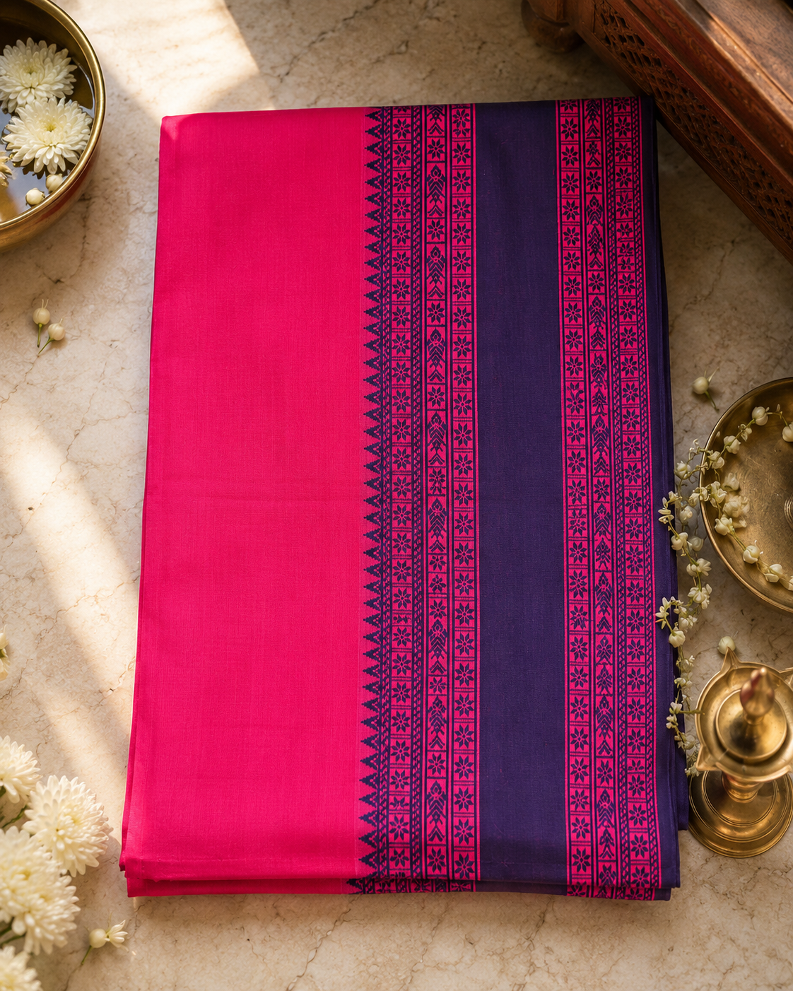 Naktamala: 100 count Phulia with Statement Border