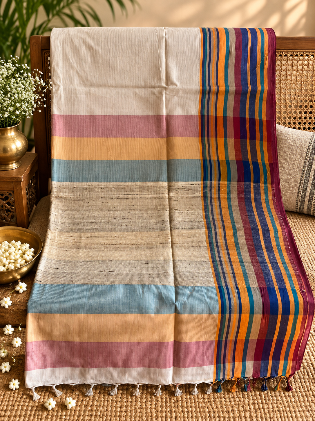 Dhanak: Phulia Cotton with Jute Pallu