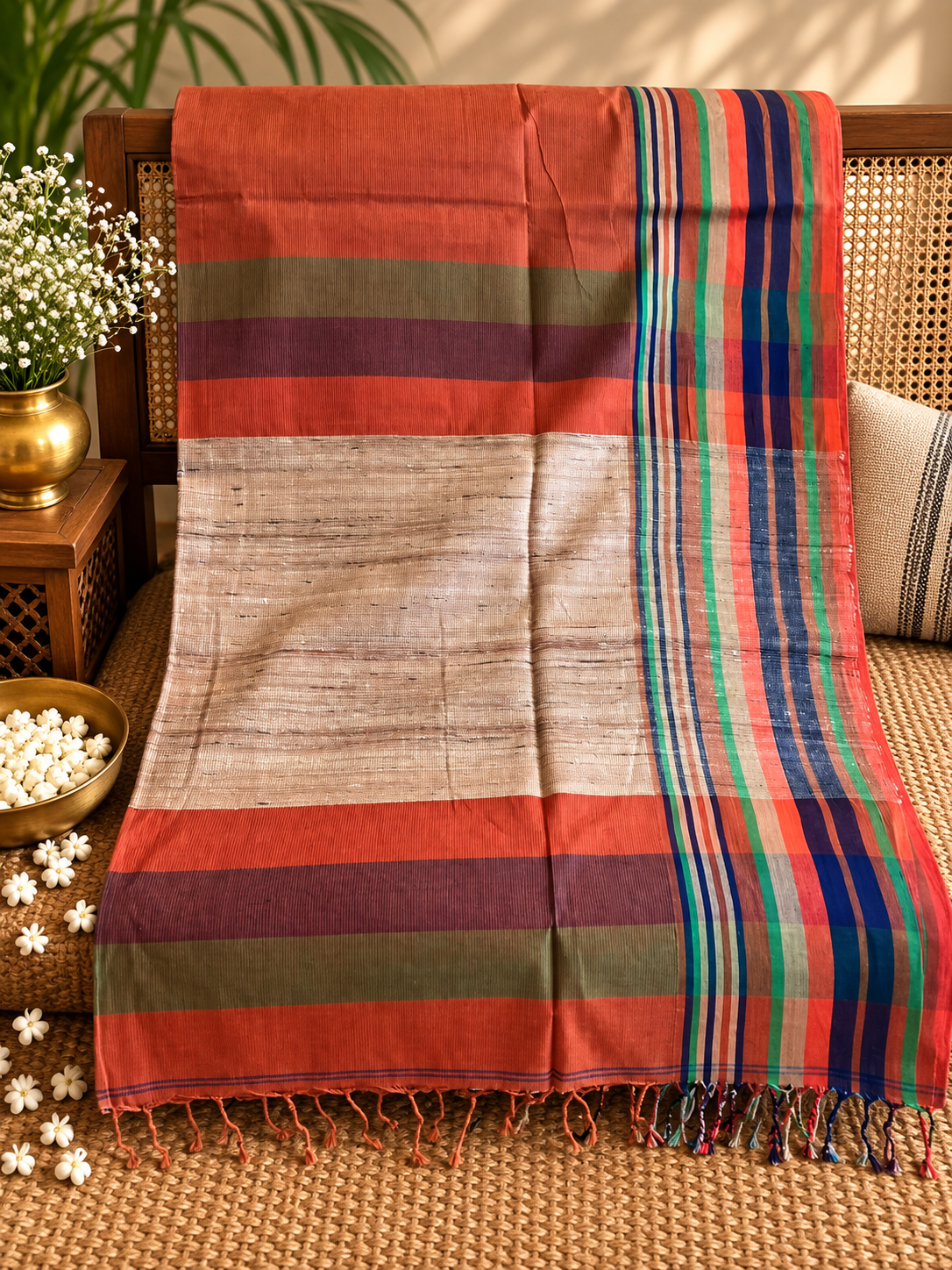 Tamrika: Phulia Cotton with Jute Pallu
