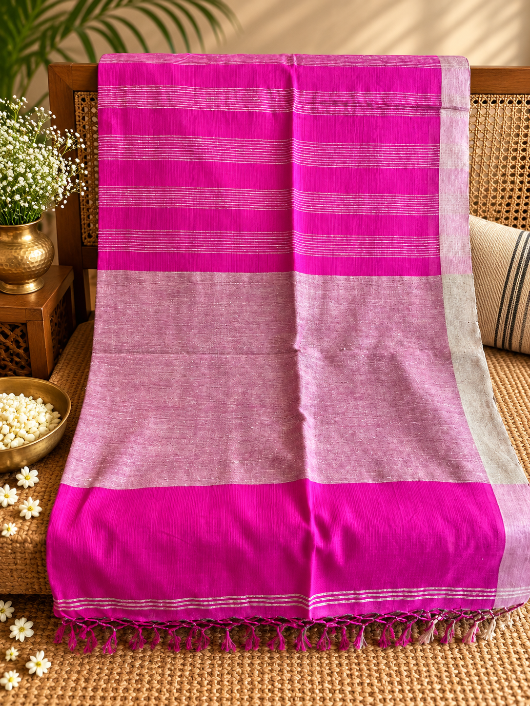 Kamalini: Phulia Cotton with Jute Pallu