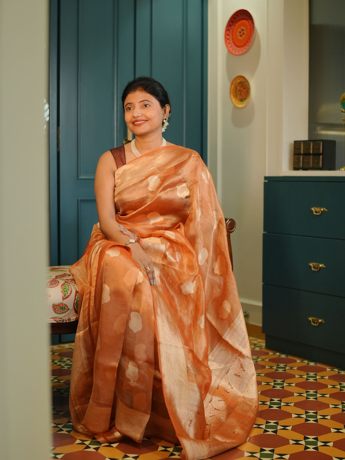 Taamra: Rust Pure Tissue Banarasi