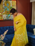 Champa: Blush Yellow Handwoven Jamdani