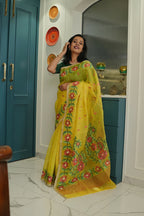 Swarnalata: Yellow Handwoven Muslin Jamdani