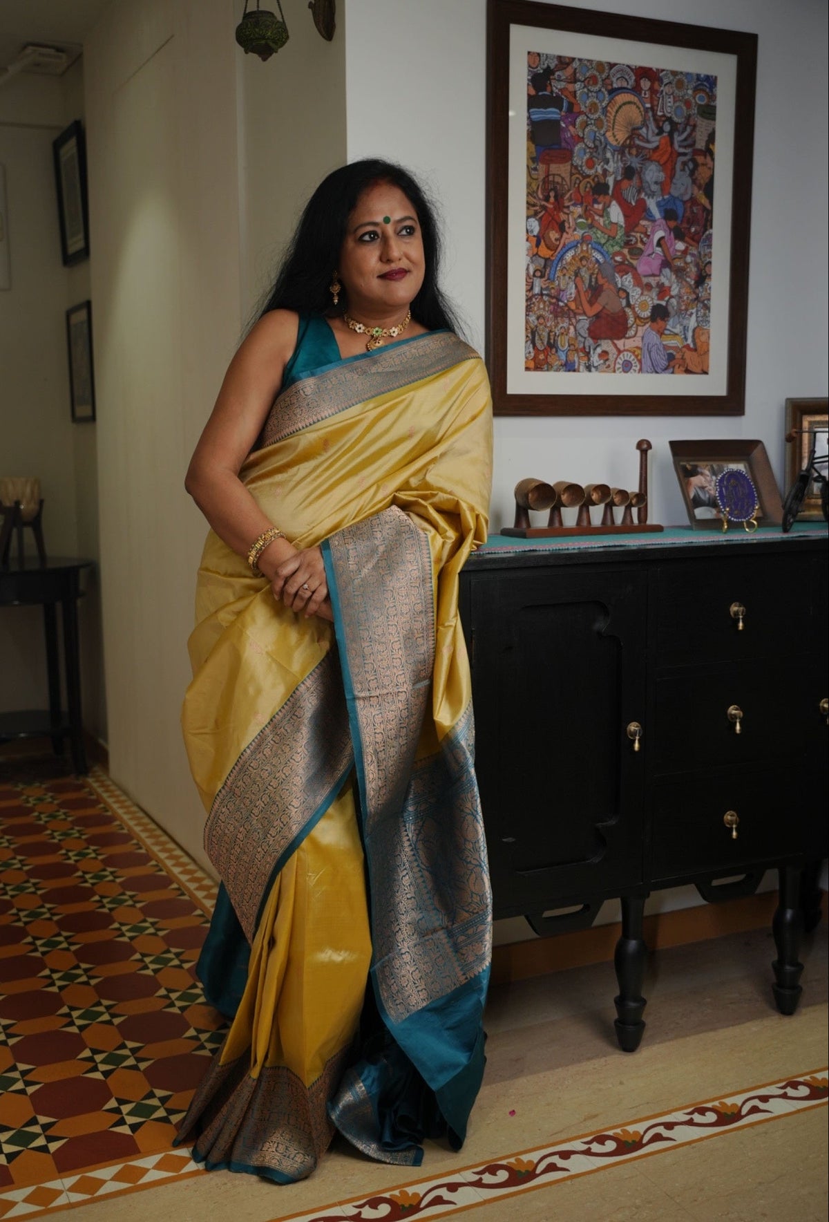 Vasantha: Chartreuse Katan Kadhuwa Banarasi