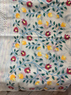Amoolya: Dense Rose Trellis on Pure Muslin Jamdani