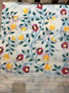 Amoolya: Dense Rose Trellis on Pure Muslin Jamdani