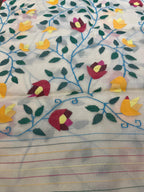 Amoolya: Dense Rose Trellis on Pure Muslin Jamdani