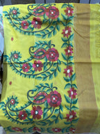 Swarnalata: Yellow Handwoven Muslin Jamdani