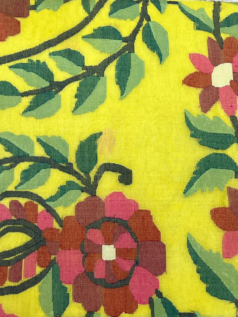 Swarnalata: Yellow Handwoven Muslin Jamdani