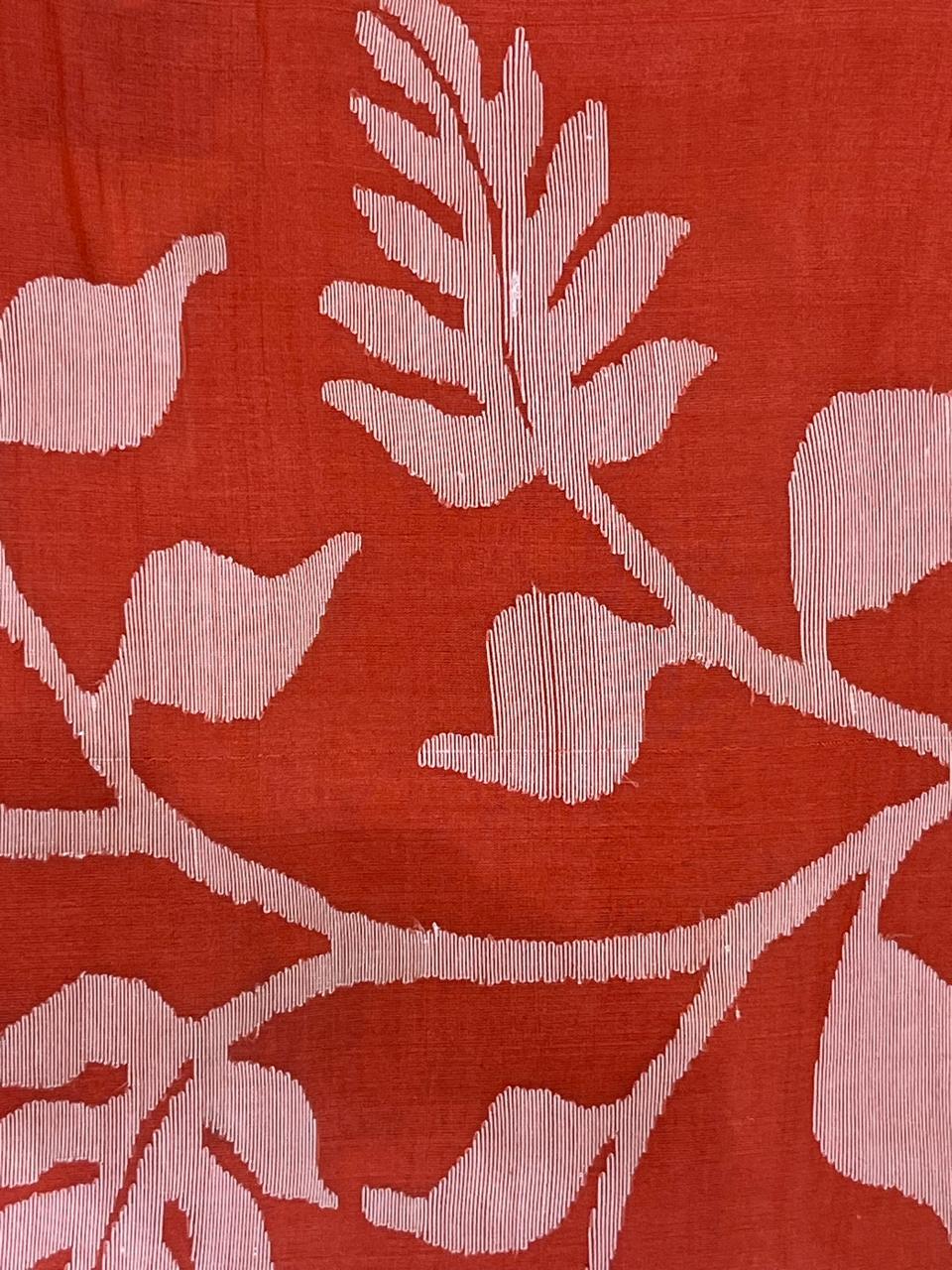 Prabala: Coral Muslin Handwoven Jamdani