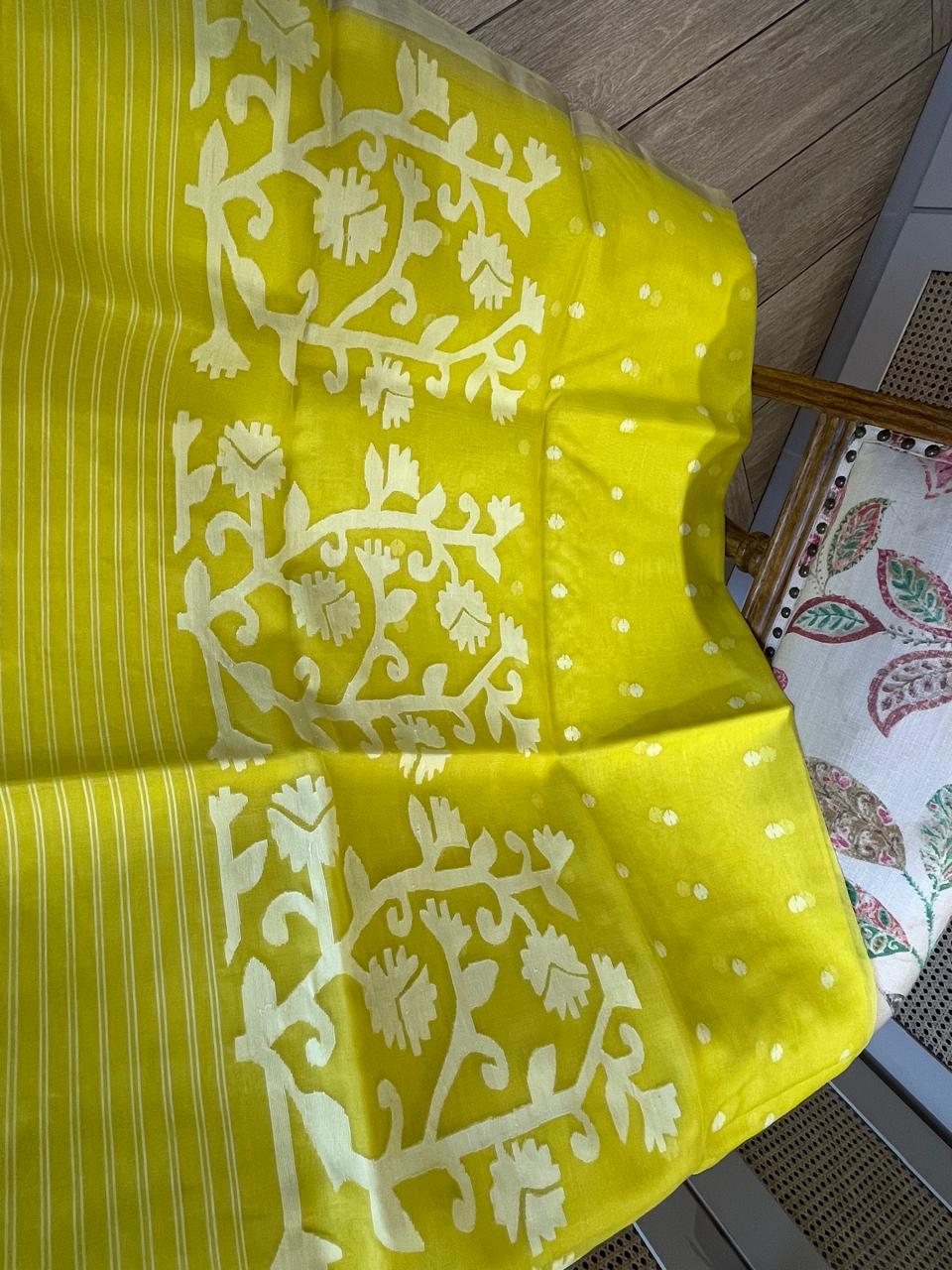 Champa: Blush Yellow Handwoven Jamdani