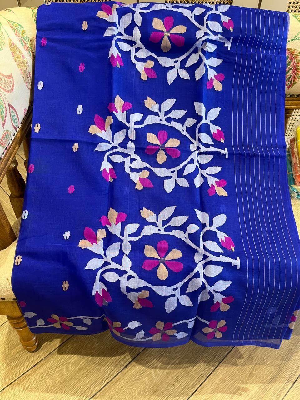 Nilamani: Royal Blue Handwoven Jamdani