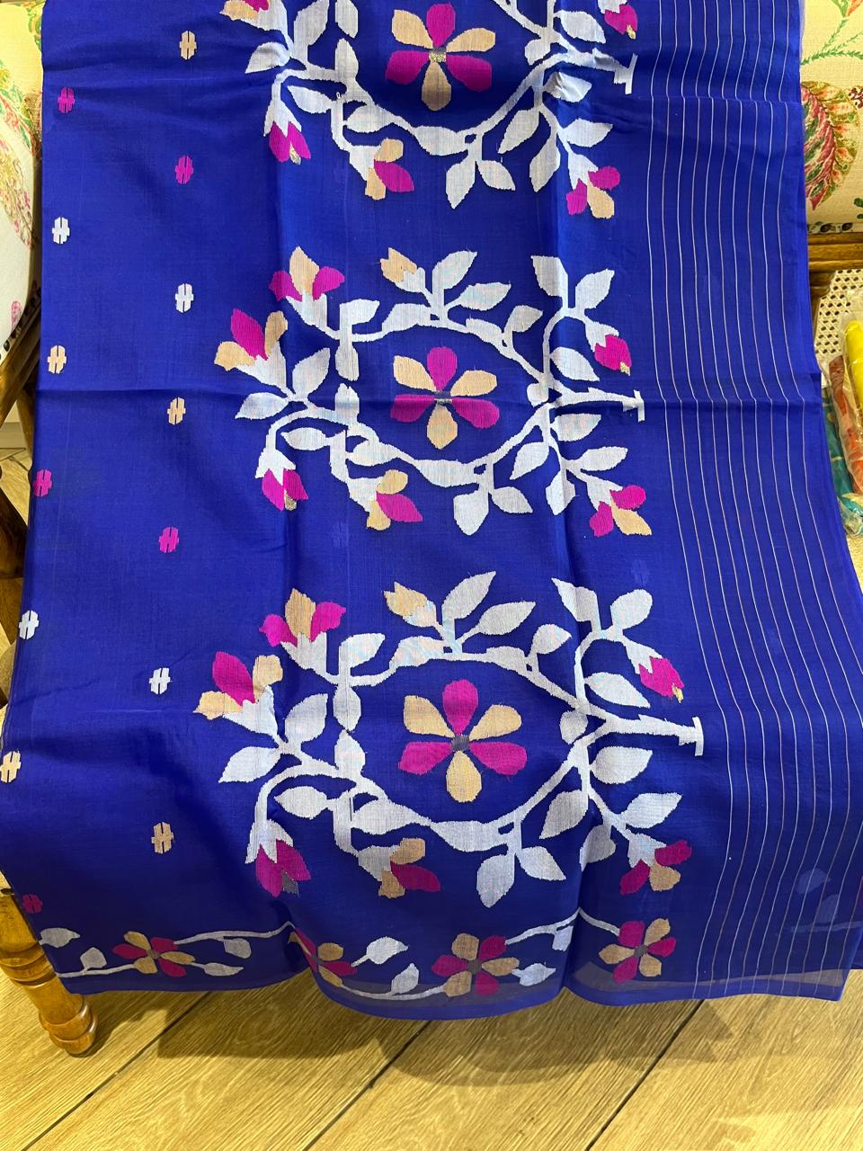 Nilamani: Royal Blue Handwoven Jamdani