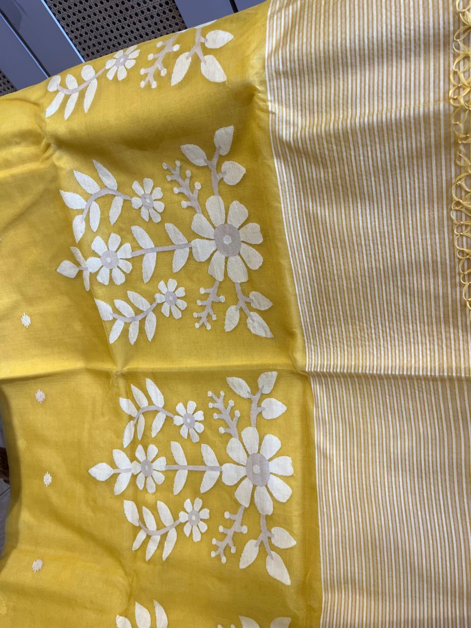 Suryamukhi: Sunflower Yellow Handwoven Jamdani