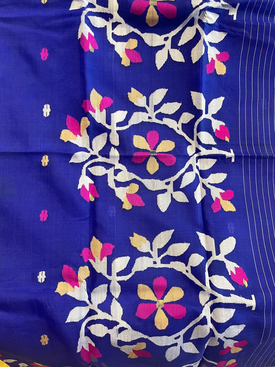 Nilamani: Royal Blue Handwoven Jamdani