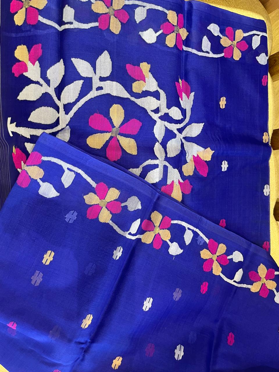 Nilamani: Royal Blue Handwoven Jamdani